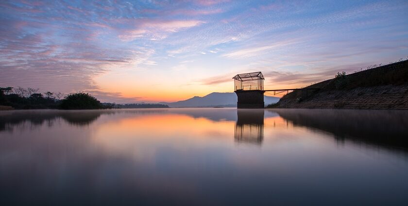 A serene water body, one of the top places to visit near Kanakapura in Karnataka.