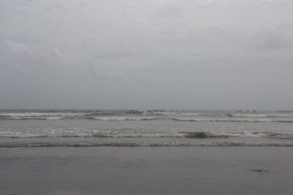 A seaside view of Malvan, showcasing the gentle waves touching the shore.