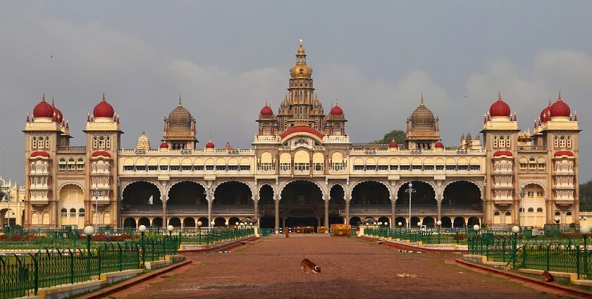 A serene view of Mysore Palace captured during morning hours