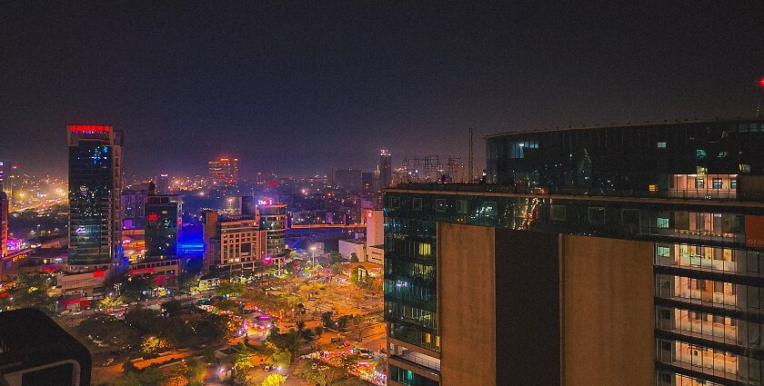 An image of Navi Mumbai showing the lively atmosphere at night, one of the top spots to explore.