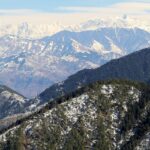 A view of Dalhousie, one of the places to visit near Pathankot, surrounded by the majestic Himalayas.