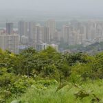 Panoramic image of the beautiful Thane city admits the lush green hills of the Deccan