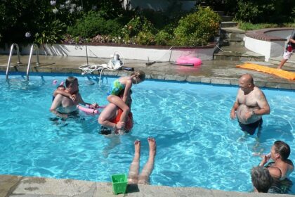 A shot of people enjoying a pool party in Jaipur.