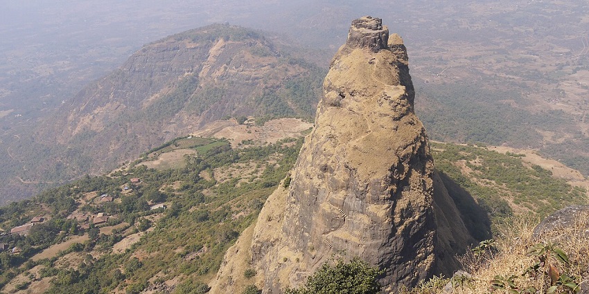 Kalavantin Durg, a popular destination near Panvel Fort, viewed from Prabalgad in Maharashtra