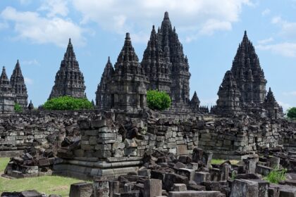 An image of the majestic Prambanan Temple showcasing its intricate carvings and towering spires.