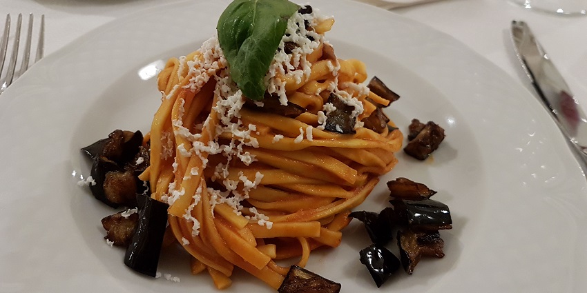 An image of Pasta alla Norma at Preago which offer the best food in Gurgaon, Haryana.