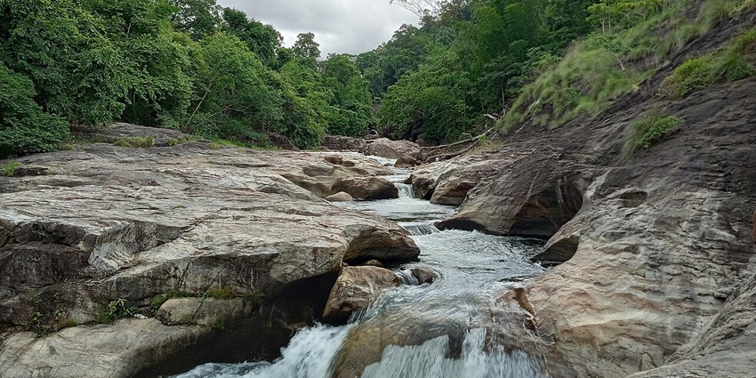 An image of a waterfall in Tamil Nadu, resembling the beauty of the Puliyancholai Waterfalls