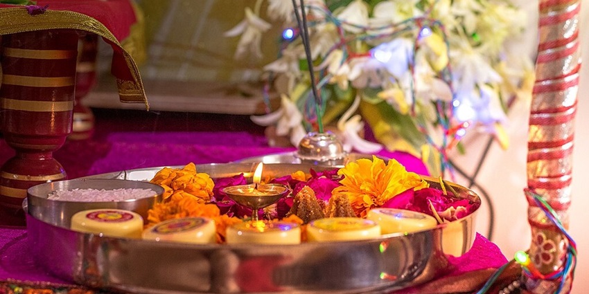 Image of pooja thali, Pundlik Sthan: Sacred site for peace, reflection, and spirituality