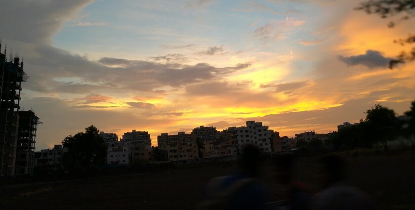 Evening view of vibrant lights in the places to visit in Pune with family in evening.