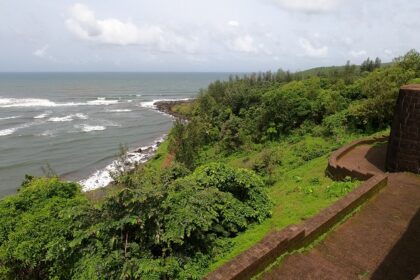 Ancient stone fortress, one of the famous forts in Ratnagiri with stone walls and towers.