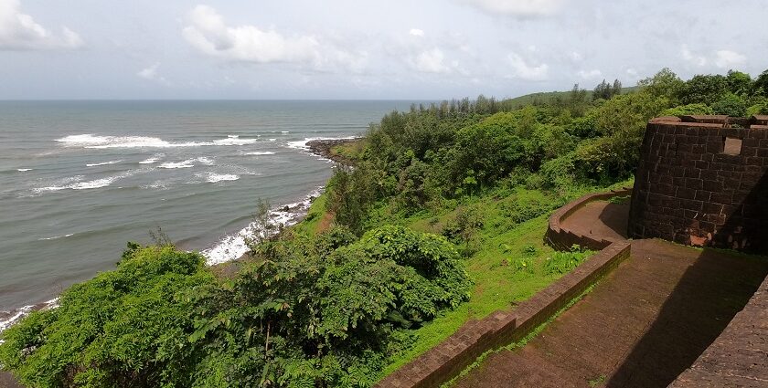 Ancient stone fortress, one of the famous forts in Ratnagiri with stone walls and towers.