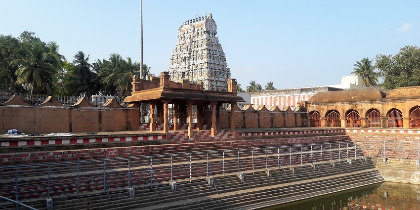 Thirunageswaram Temple, featuring intricate architecture and details.