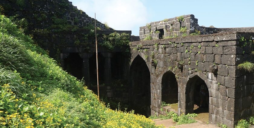 Landscape view of the Bali Khila, the highest point of the Shivaji Fort in Maharashtra.