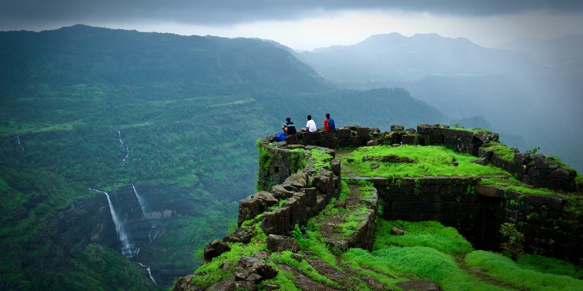 A view of Rajmachi Fort, offering panoramic views and a rich history for Karjat trekking.