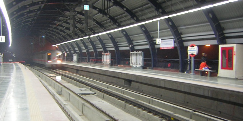 Rajouri Garden metro station, gateway to top spot for saree shopping in Delhi.