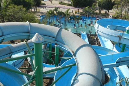 A view of vibrant slides and pools at Ramuji Water Park Jabalpur.