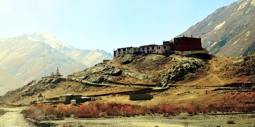 Picturesque view of the Rangdum monastery on a hill