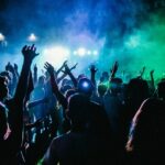 People enjoying the trance music at a rave party in Kasol