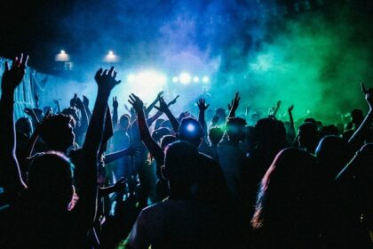 People enjoying the trance music at a rave party in Kasol