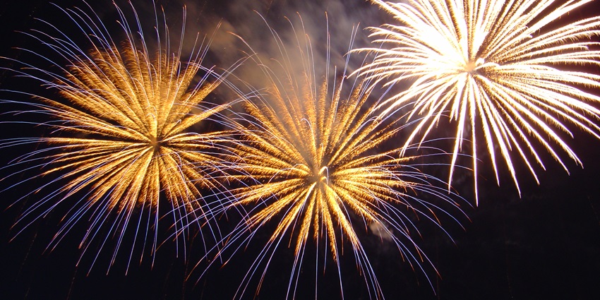 Image of a stunning view of fireworks during New Year parties in Lonavala