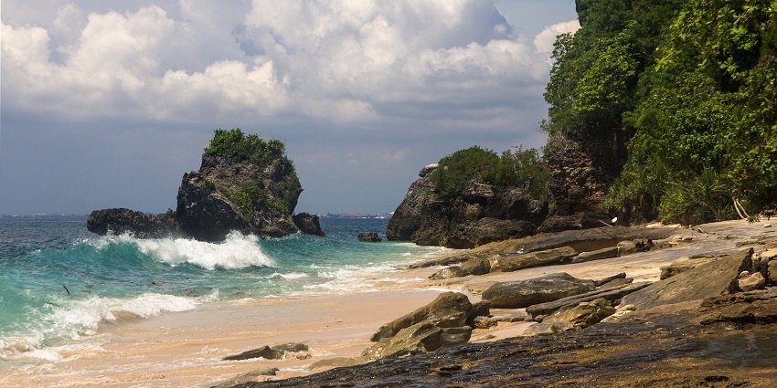 View of the clean blue Padang beach on a sunny day