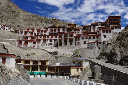 A view of the Rizong Monastery in Ladakh that has sacred chambers and structures