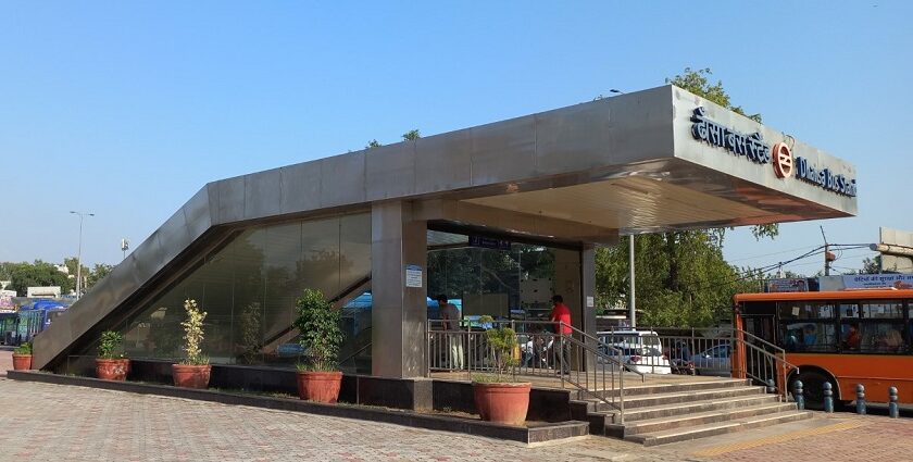 Buses lined up for road trips from Delhi.