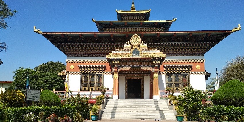 The beautiful Bodh Gaya Monastery and the peaceful temple inside the Bodh Gaya in Bihar.
