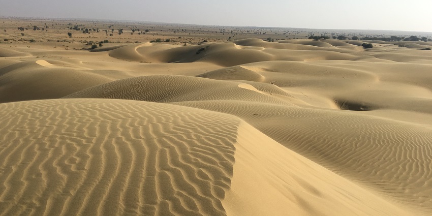 Beautiful dunes at Sam Sand Dunes in Thar Desert, perfect for jeep and camel safaris.