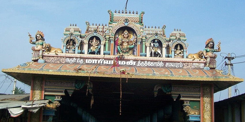 A close-up view of a spiritual attraction of Tamil Nadu showcasing beautiful designs.