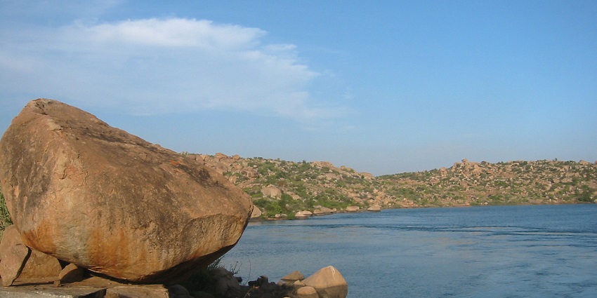 Charming view of Sanapur Lake, a place to visit near Hampi .