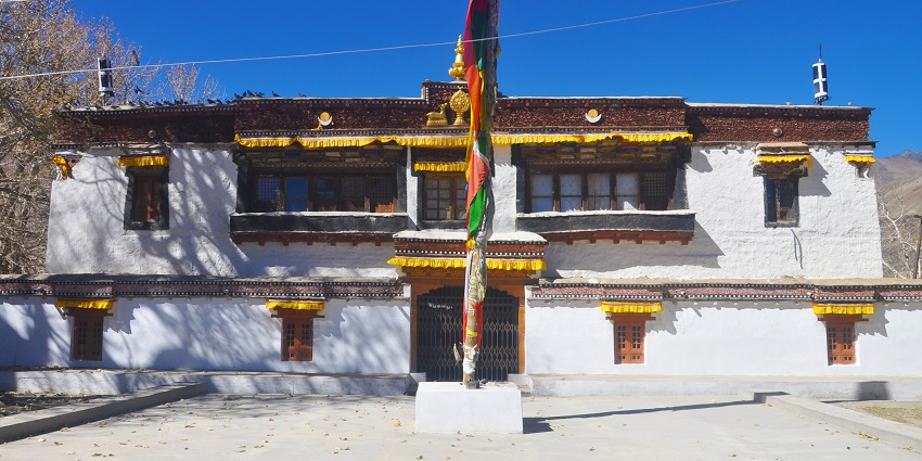 Wide angle view of the monastery building offering a glimpse of the cultural architecture