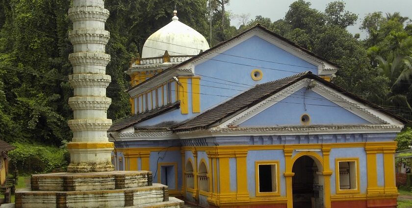 Saptakoteshwar Temple in Goa, reflecting its rich history and serene location.