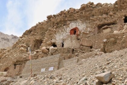 Entrance of Saspol caves in Ladakh, India.