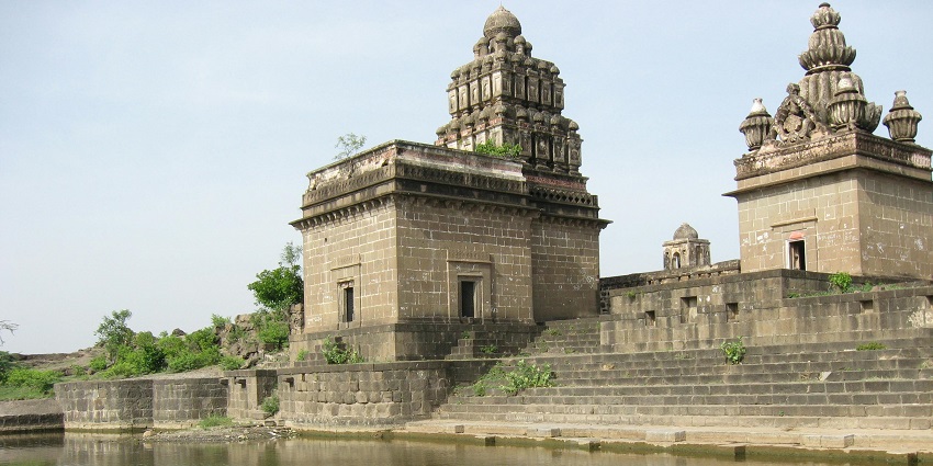 View of a temple in the quaint town of Saswad near the Jejuri temple