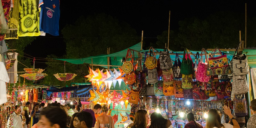 Explore treasures under the stars at this market in Arpora.