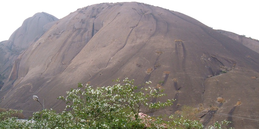 A scenic view of Savandurga, one of the top places to visit near Bangalore within 200 km.
