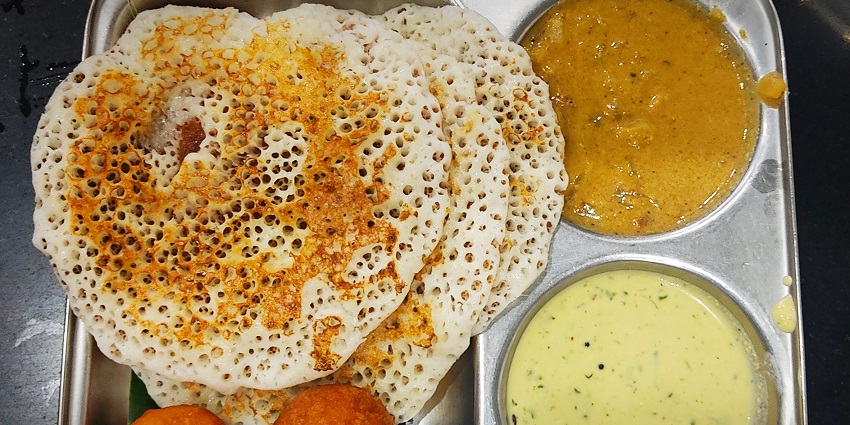 Set Dosa, one of best food in Salem is soft, spongy dosas served in sets, often with chutneys