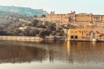 Lake side view of the ruins of Shahpur kandi fort, the ideal retreat spot for history lovers