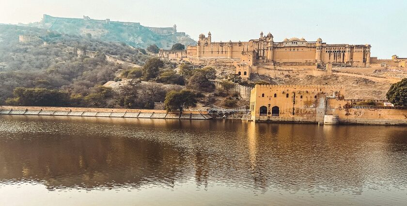 Lake side view of the ruins of Shahpur kandi fort, the ideal retreat spot for history lovers