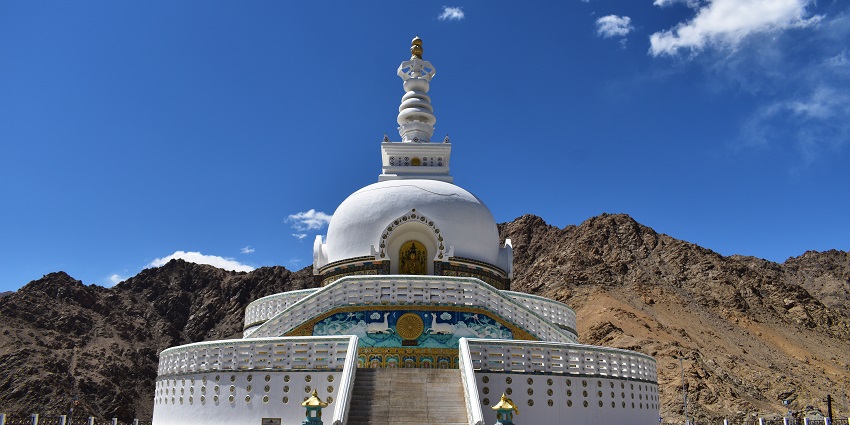A picture of a revered peace pagoda belonging to the Buddhist religion near the Sankar Monastery