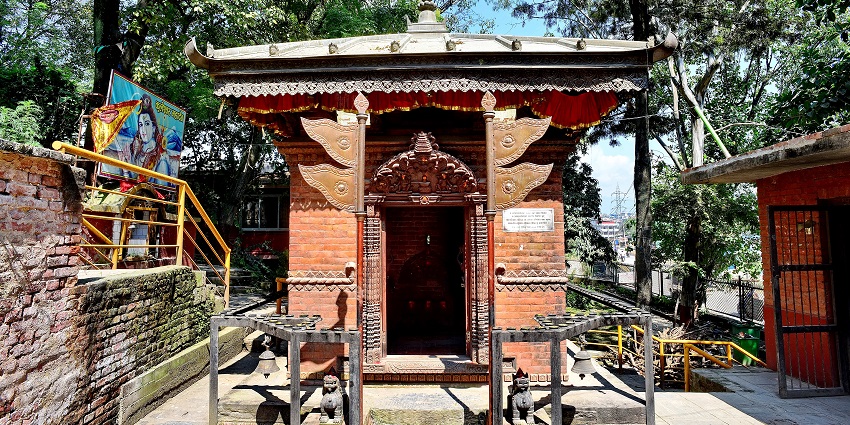 Panoramic view of the beautiful Shiva Temple which is surrounded by the trees–Temples in Lakshadweep
