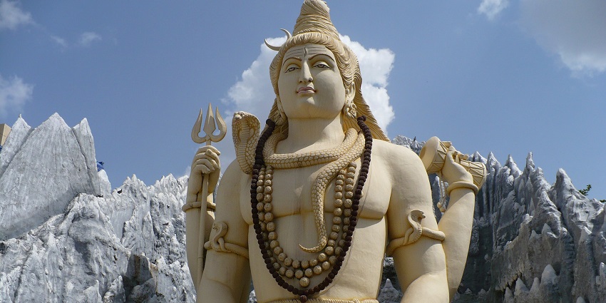 The 65 feet statute of Lord Shiva at the Shivoham Shiva Temple.