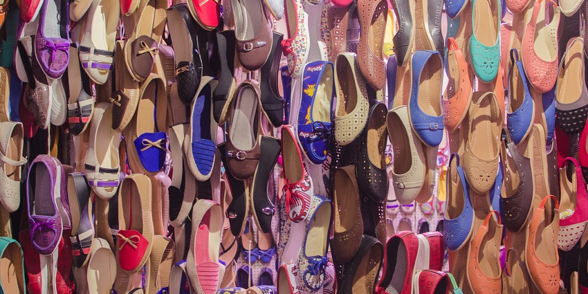 An image displaying Chappal Market, showcasing traditional handcrafted footwear.