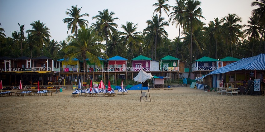 Image of Beach Houses at Palolem Beach for an exciting nightlife in South Goa