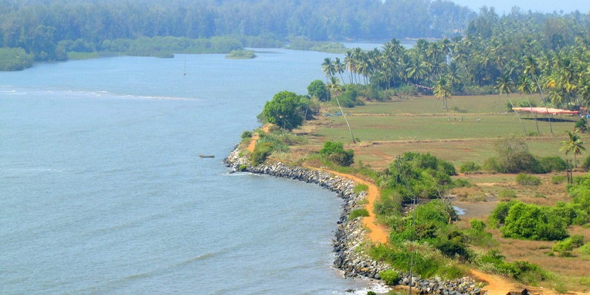 Scenic view of Sita River backwaters, a beautiful tourist attraction in Udupi.