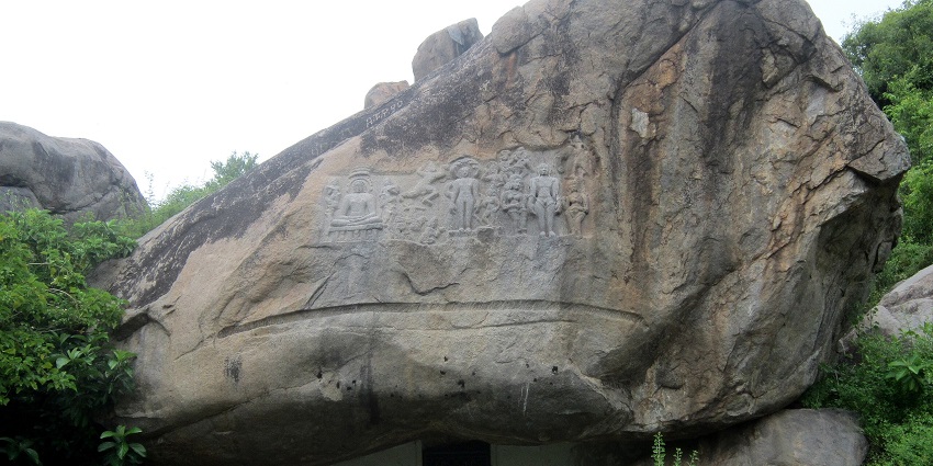 A view of Sittanavasa Jain Rock, a popular spiritual attraction of the region.