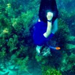 A person performing a thrilling water activity under water and exploring marine life.