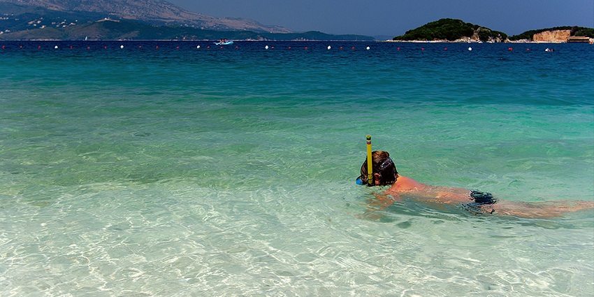 A picture of snorkelling, a popular choice for those exploring the underwater world in water sports in Alibaug.