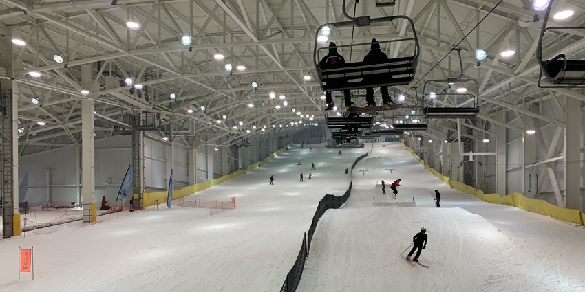 Indoor ski slope at Snow World Kurla indoor amusement park in Maharashtra